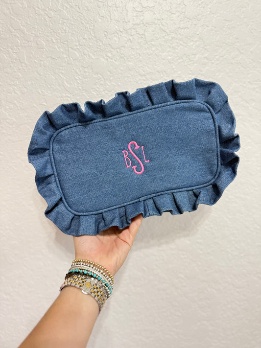 Ruffle Denim Travel Bag