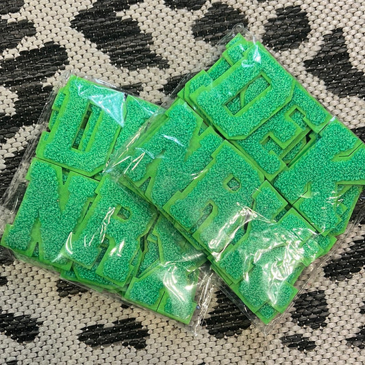 Green Matte Letter Patches
