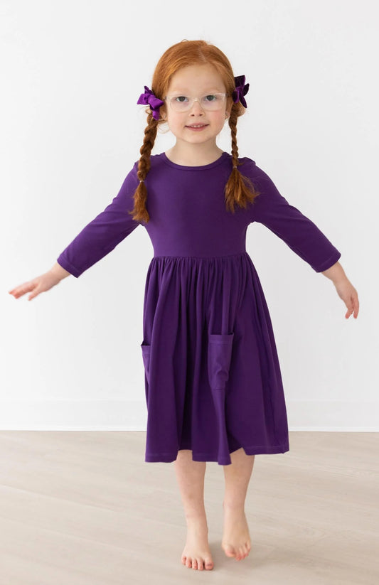 Purple Pocket Twirl Dress