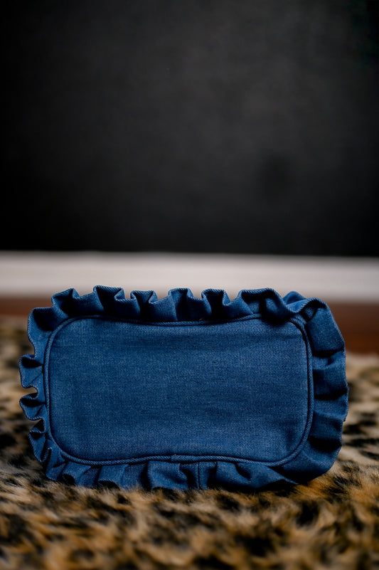 Ruffle Denim Travel Bag