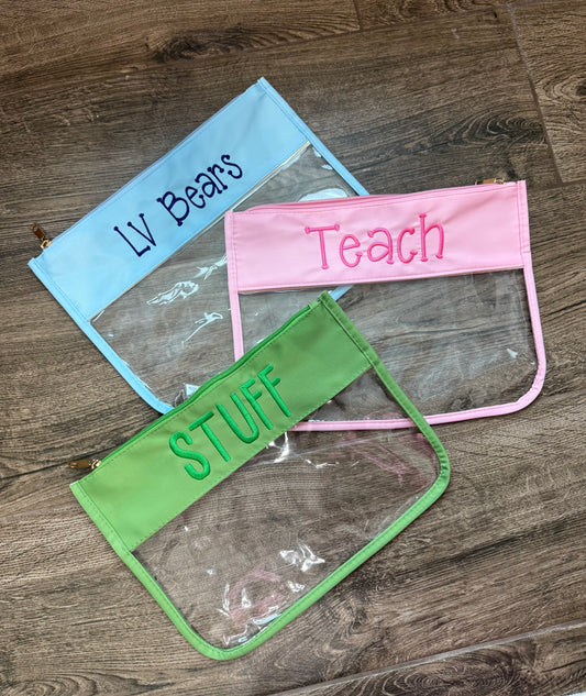 Embroidered Clear Zip