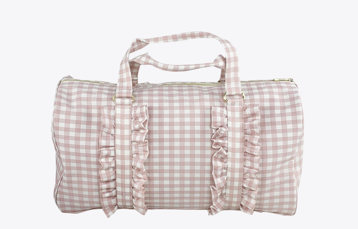Gingham Ruffle Duffle Bag